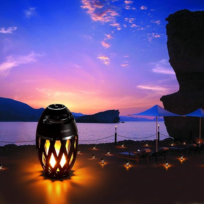 Led Flame Table lamp, Torch Atmosphere Bluetooth Speakers&Outdoor Portable Stereo Speaker with HD Audio and Enhanced Bass,LED flickers Warm Yellow Lights BT4.2 for iPhone/iPad/Android