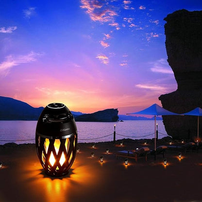 Led Flame Table lamp, Torch Atmosphere Bluetooth Speakers&Outdoor Portable Stereo Speaker with HD Audio and Enhanced Bass,LED flickers Warm Yellow Lights BT4.2 for iPhone/iPad/Android