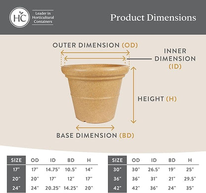 The HC Companies Terrazzo Large Round Plastic Plant Pot w/Rolled Rim - Lightweight & UV Resistant Gardening Pot for Herbs & More - Outdoor & Indoor Plant Pots w/Drainage (24”, Granite, Pack of 2)