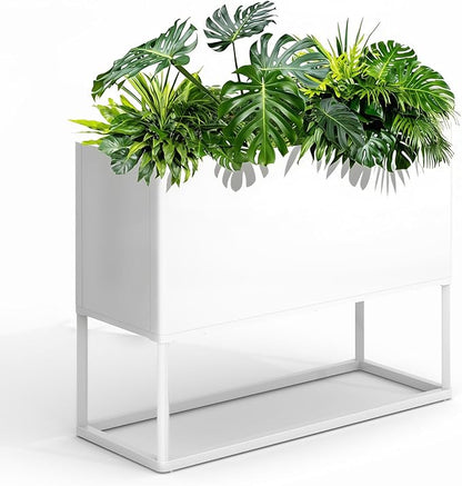 Modern Raised Metal Planter Box with Stand,38"L x 15"W x 30.5"H Outdoor Rectangular Planter,Durable All-Weather Use Elevated Planter for Commercial Patio, Balcony & Porch | Rounded Corner Design
