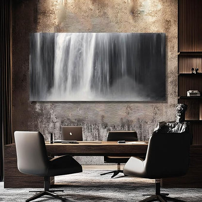 Black Wall Art White Wall Decor Waterfall Wall Pictures Abstract Wall Art Room Decor Canvas Poster Photos for Bedroom Living Room 24"x48"