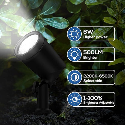 ZYAN Die-Cast Aluminum Landscape Spotlights, 6W 600LM 2700K Warm White, Low Voltage IP65 Waterproof Outdoor Landscape Lighting for Garden Yard Path, 8 Pack