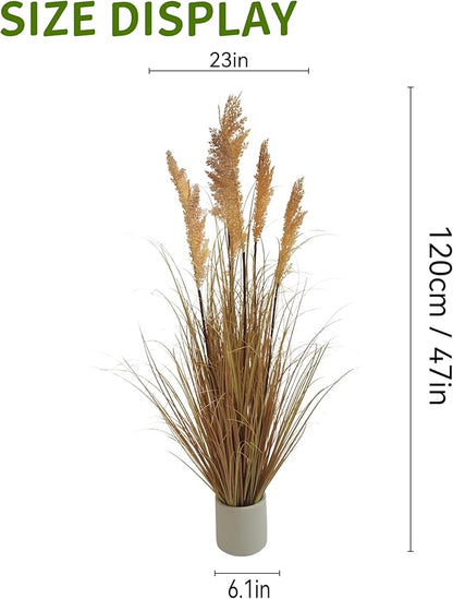 47" Artificial Grass Plants (4ft, 2 Pack) - Artificial Faux Plants Featuring Tall Grass, Fake Grass, Yellow Home Decor for Indoor Floor Plant Display（Yellow）