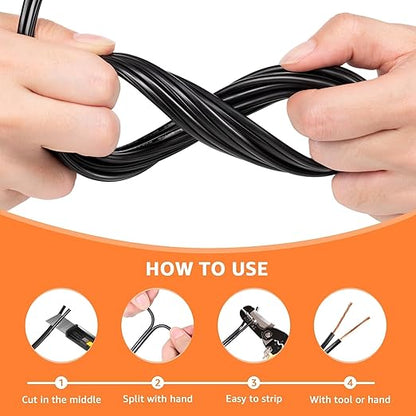 SUNVIE 16/2 Low Voltage Landscape Wire 250FT with Spool Outdoor Landscape Lighting Cable 16 Gauge 2 Conductors Low Voltage Wire for Landscaping Lights, ETL Listed, Pure Copper, Direct Burial