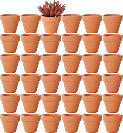 Yishang 1.9 Inch Tiny Terracotta Pots Pack of 36-Small Mini Clay Pots with Drainage Holes Flower Nursery Terra Cotta Planter for Tiny Cactus Herb lithop,Succulent Plants,Crafts,Wedding Favor