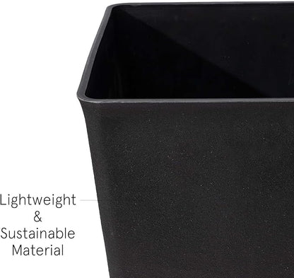 LA JOLIE MUSE 26 inch Tall Black Planters for Outdoor Plants,Set of 2 Tapered Planters with Trays,V-Shape Rectangular Garden Planters for Front Door, Patio and Deck