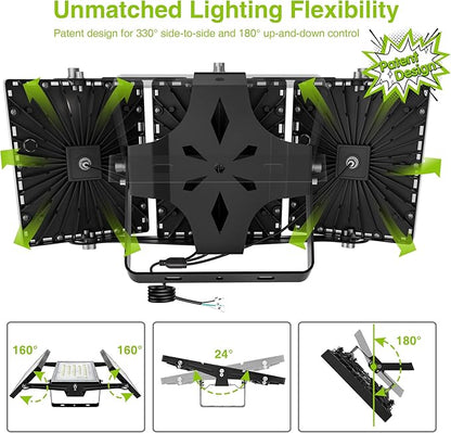 2 Pack LED Flood Lights Outdoor, STASUN 300W 30000lm 6000K Daylight White IP66 Waterproof, Commercial Parking Lot Lights, 3 Heads for Yard Street Stadium Outdoor Area Floodlight Bright Security Lights