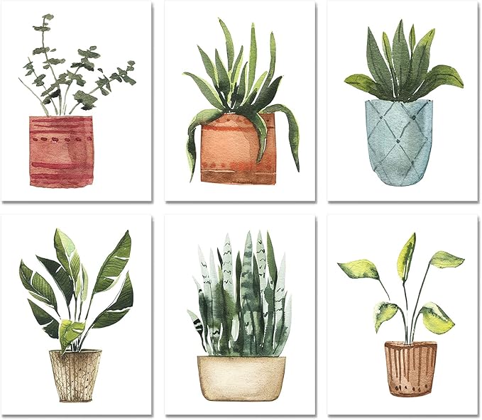 Plant Prints Wall Art Poster Boho Decor for Living Room, 11x14 Unframed Poster Canvas Prints Set of 6, Plant Posters Aesthetic Green Decor