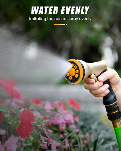 RAINPOINT Garden Hose Nozzle, Heavy Duty Metal Water Hose Sprayer Nozzle with 9 Adjustable Spray Patterns, High Pressure Hand Sprayer for Watering Plants & Lawns (Orange)