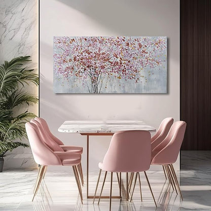 CHUDANHAO Colorful Flowers Canvas Art Prints Pink and Red Tree Wall Decor 24"x48" Bedroom Plant Wall Art Office Artwork Living Room Posters
