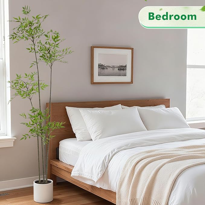 Giegxin 6ft Faux Bamboo Tree Indoor Artificial Nandina Tree Realistic Large Fake Plants Potted Planter Tall Foliage Floor Plant for Home Office Corner Room Decor Greenery Housewarming Gift(Green)