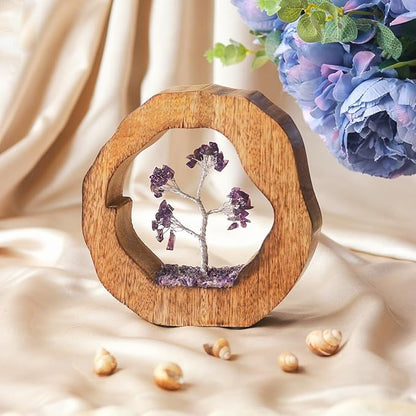 RITUALISTIC Amethyst Crystal Tree with Reindeer Handcrafted Feng Shui Gemstone Bonsai Tree Chakra Handmade Home Decor Wealth & Luck Crystal Showpiece Decorative Spiritual Gifts Standard Purple