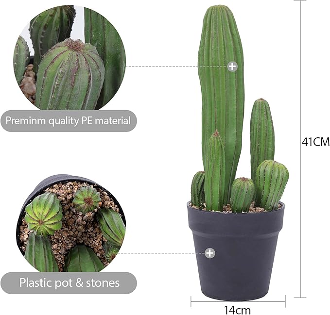 Artificial Cactus 16inch Faux Cactus Fake Cactus Potted Plants for Indoor Outdoor Home Offices Store Decor