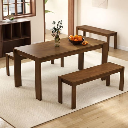 LukeAlon Solid Wood Dining Bench, 47.25" Walnut Farmhouse Entryway Bench, Narrow Rustic Long Bench for Hallway Kitchen Dining Room Bedroom Living Room