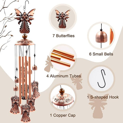 Wind Chimes Outdoor Clearance, Ukulork Angel Aluminum Tube Windchime with S Hook,Patio Garden Decor, Housewarming Gift.