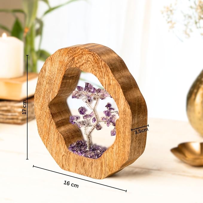 RITUALISTIC Amethyst Crystal Tree with Reindeer Handcrafted Feng Shui Gemstone Bonsai Tree Chakra Handmade Home Decor Wealth & Luck Crystal Showpiece Decorative Spiritual Gifts Standard Purple