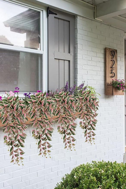 DILATATA Fake Hanging Plants Artificial Hanging Plants 187 Leaves Faux Wandering Jew Hang Leaves Plant for Wall Shelf Home Indoor Outdoor Decor - 2 Pack