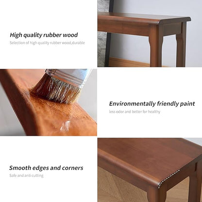 Outdoor indoor wood Bench, 47″Patio Garden,balcony,restaurant,canteen,refectory, entryway,kitchen,farmhouse,dining room,bedroom Wooden Bench,solid Wood benches for dining table,2 Person seat bench