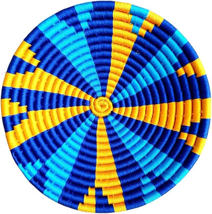 Bhumee Creations Rattan Trendy & Timeless: Sabai Grass Wall Basket - Handwoven Wall Art (Blue, Set of 3)