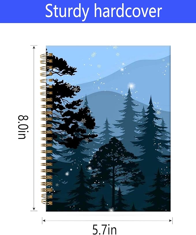 Spiral Journal Notebook,A5 Hardcover Lined Journals for Women Girl 6 x 8.3 in,120 Pages Thick Paper,Cute College Ruled Writing Notebook for Gifts Office Work School(Tree Mountain)
