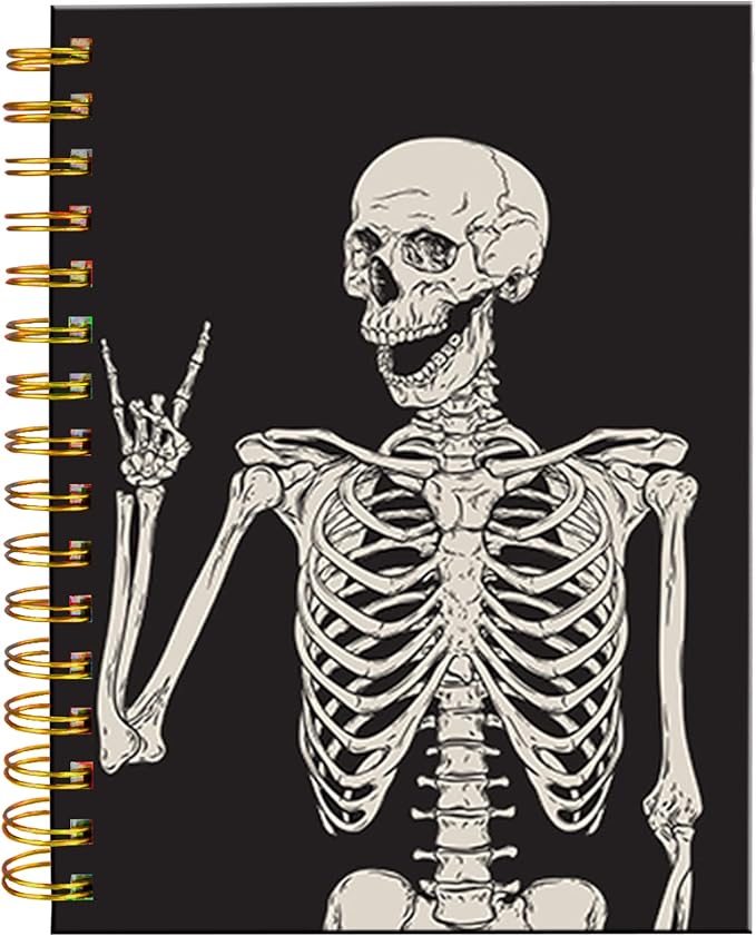 iampanda Spiral Journal Notebook,Strong TwinWire Binding with Premium Paper for Girl Women,Cool Funny 60 Sheets A5 College Ruled NotebookJournal,Perfect for School Office Home Gifts,Skull Human