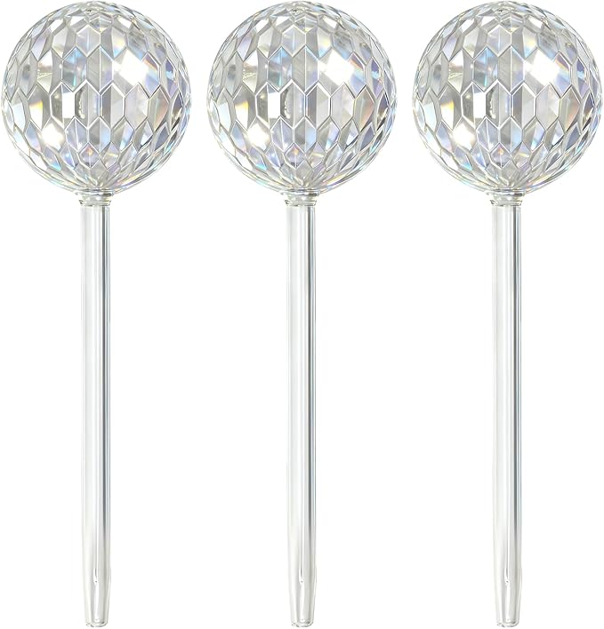 3 PCS Glass Laser Plant Watering Globes, Glass Rainbow Plant Watering Globes, Self Watering Planter Insert, Automatic Plant Waterer, Ideal for Outdoor Indoor Plants Keeps Plants Healthy