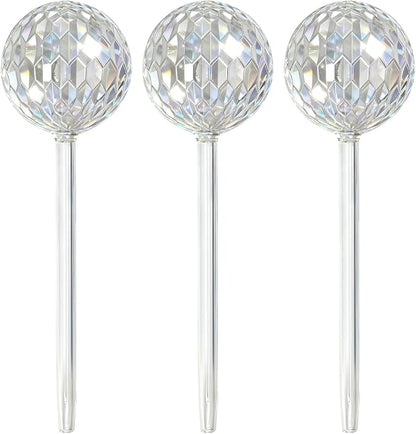 3 PCS Glass Laser Plant Watering Globes, Glass Rainbow Plant Watering Globes, Self Watering Planter Insert, Automatic Plant Waterer, Ideal for Outdoor Indoor Plants Keeps Plants Healthy