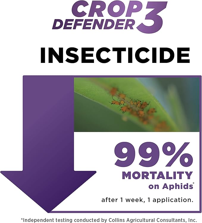 Grower's Ally Crop Defender 3 Concentrate - Natural Miticide, Insecticide, Fungicide Control for Plants - OMRI Listed Garden Safe Spray Killer for Powdery Mildew & Mites - 8 Oz, Makes 25 Gallons
