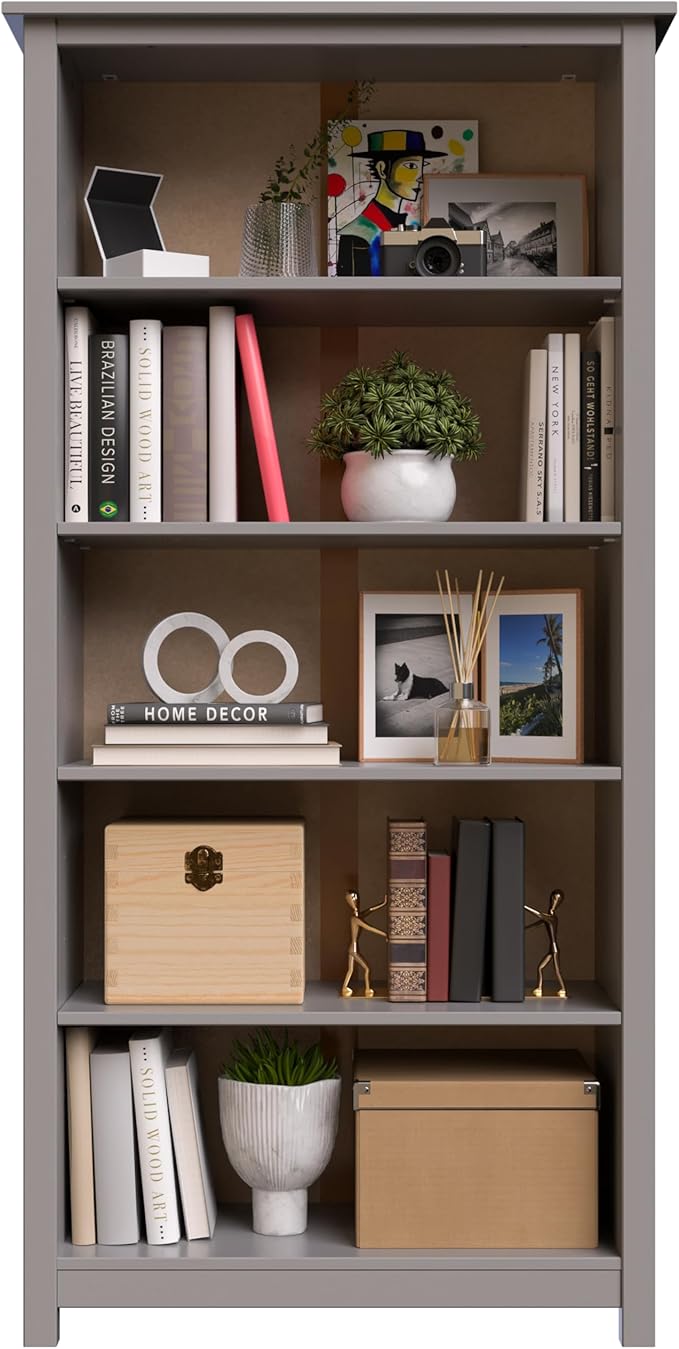 From the Tree Furniture Solid Pine Wood Bookcase – Tall Bookshelf with 4 Adjustable Shelves for Home, Office & Kids Room