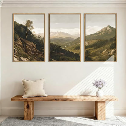 ANHUIB Mountain Wall Art Nature Mountain Ridge Wall Decor Woodland Landscape Painting 16x24 Inch for Living Room Bedroom Dining Room
