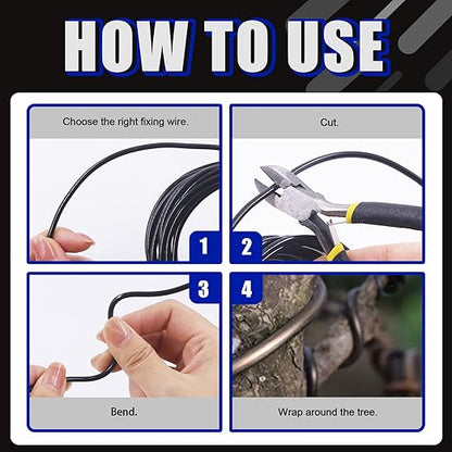 Glarks 4 Rolls Bonsai Wires Kit, 2mm 3mm 1mm 1.5mm Aluminum Bonsai Training Wire Tree Branches with Wire Cutter, 164 Feet Anodized Aluminum Set for Holding Bonsai Branches Small Trunks