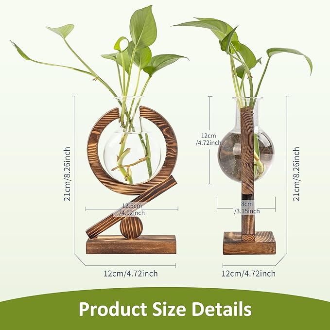 Plant Propagation Station,Plant Terrarium with Wooden Stand,Air Planter Bulb Glass Vase Holder Table Top Decor,Birthday Gifts for Home Office Garden Boho Desk Decor (Light Wood Color)