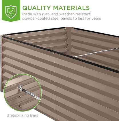Best Choice Products 8x4x2ft Outdoor Metal Raised Garden Bed, Deep Root Planter Box for Vegetables, Flowers, Herbs, and Succulents w/ 478 Gallon Capacity - Taupe