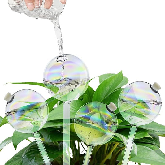 4 Pack Plant Watering Globes - 150ml Self-Watering Bulbs, Automatic Plant Waterer for Indoor & Outdoor Potted Plants, Vacation Plant Care Essential, Decorative Glass Design (150ml/5.12oz)