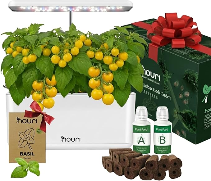 Nouri 7 Pod Smart Garden for Home Cooks | w/Heirloom Tomato | Hydroponics Growing System | LED Grow Lights | Indoor Herb Garden Kit | Herb Growing Kit Indoors for Plant Lovers, Gardeners, Kitchen