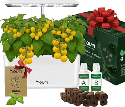 Nouri 7 Pod Smart Garden for Home Cooks | w/Heirloom Basil | Hydroponics Growing System | LED Grow Lights | Indoor Herb Garden Kit | Herb Growing Kit Indoors for Plant Lovers, Gardeners, Kitchen