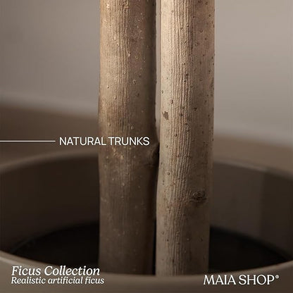 Maia Shop 71in Artificial Ficus Tree Plant for House, Apartment or Office – Realistic Fake Indoor Plants for Living Room, Kitchen, Bedroom, Entryway or Bathroom – Faux Greenery for Home Décor