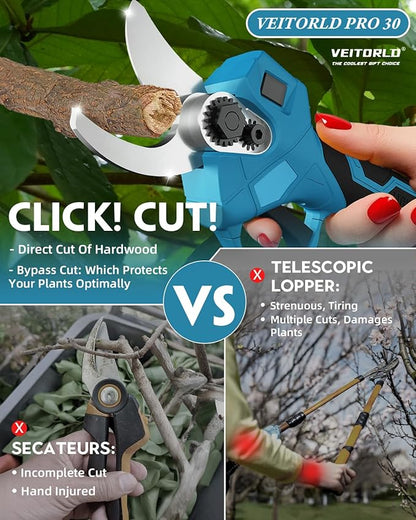 Electric Pruning Shears, 1.2" Cutting Diameter Portable Cordless Pruner with 2*2.0Ah Rechargeable Batteries&SK5 Blade, Garden Pruning Tool for Tree Branches, Gifts for Men Boyfriend Him Valentines Day