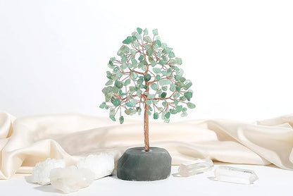 SITUMEIZI Green Aventurine Tree 7.09IN Healing Stones Natural Crystals Base Copper Wire Tree Life Reiki Green Gifts for Women Room Office Desk Decor Spiritual Meditation Energy