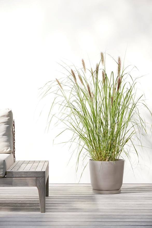 Ecopots Oslo Durable Modern Round Indoor/Outdoor Recycled-Based Composite Flower Pot Planter, Taupe, 10"