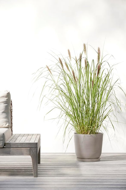 Ecopots Oslo Durable Modern Round Indoor/Outdoor Recycled-Based Composite Flower Pot Planter, Taupe, 10"