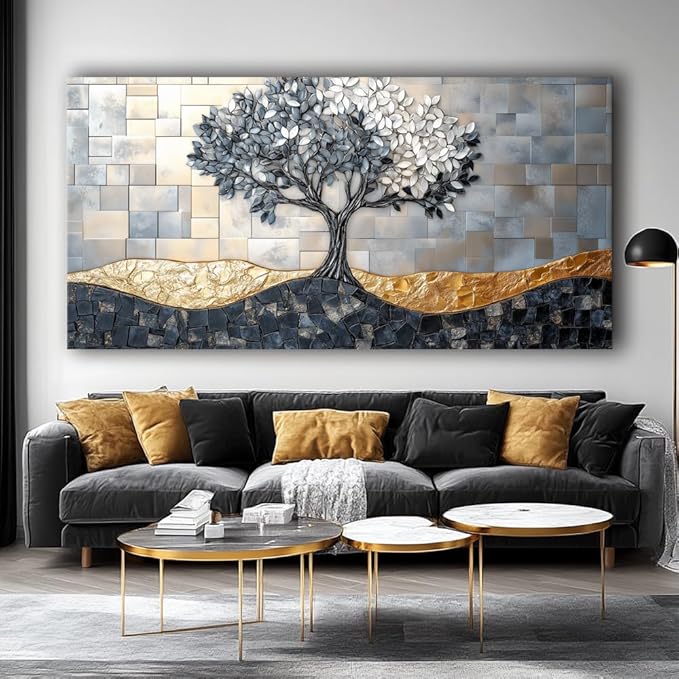 IDAFU Tree Canvas Wall Art Abstract tree Prints Nature Painting, Modern Tree of Life Painting Prints Large Size Artwork for Living Room Bedroom Bathroom Office Home Wall Decor,Ready to Hang 60L x30W