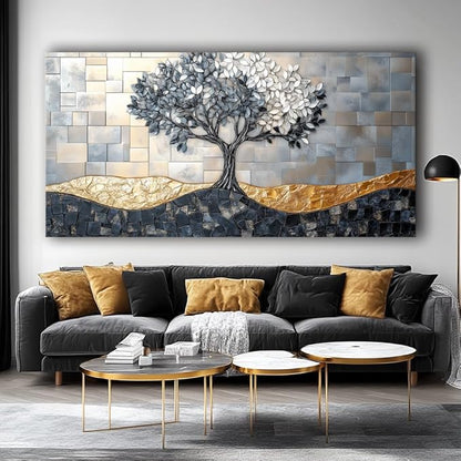 IDAFU Tree Canvas Wall Art Abstract tree Prints Nature Painting, Modern Tree of Life Painting Prints Large Size Artwork for Living Room Bedroom Bathroom Office Home Wall Decor,Ready to Hang 60L x30W