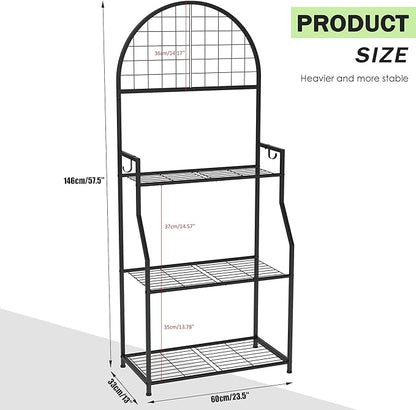 3 Tier Plant Stand Indoor Outdoor, Metal Plant Display Stand Plants Shelf Rack for Multiple Plants, Black Flower Plante Pots Holder for Patio Garden Balcony Living Room