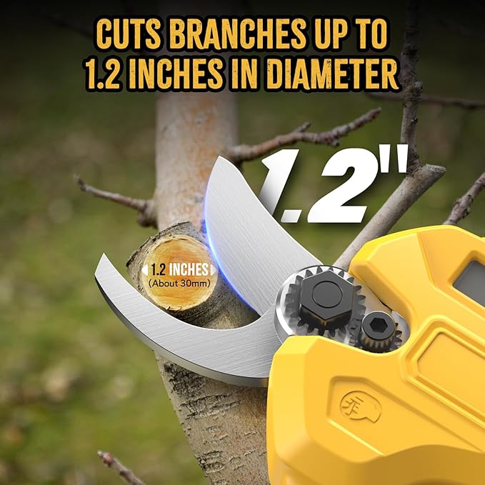 2 IN 1 Electric Pruning Shears Cordless with Pole for Dewalt 20V MAX Battery, 14Ft Reach, 1.2" Cutting Diameter, Brushless Motor Pruner - for Gardening & Tree Trimming (No Battery)