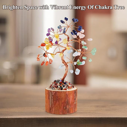 Crystal Tree of Life, Healing Crystal Trees with 63 Beads Chakra Stones, Handmade 7 Chakra Tree for Home Office Desk Crystal Decor, Good Luck Birthday Gifts for Women, Mom