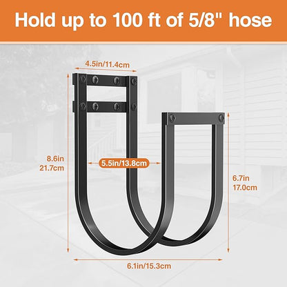 Garden Hose Holder Wall Mount - Metal Water Hose Hanger for Outside, Durable Hose Hook for Garden, Garage, or Yard Storage
