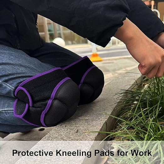 Gardening Knee Pads for Men/Woman, Adjustable Knee Pad for Washing Floors Cleaning House Kitchen, Comfortable Foam Knee Protector for Kneeling on Hard Floor, Soft Working Kneepads for Adult for Christmas, Purple L (1 Pair)