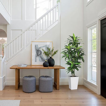 Artificial Dracaena Plant 6ft with White Tall Planter, Potted Artificial Dracaena Silk Plant, Fake Yucca Tree Plant, Home Office Floor Room Decor Plants Indoor Outdoor, Housewarming Gift