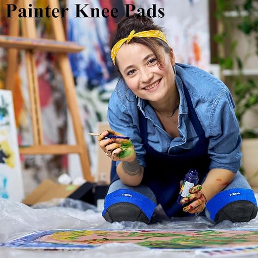 Gardening Knee Pads for Women & Men with Adjustable Non-Slip Straps — Perfect Foam Knee Pad for work, Garden, Yard, Mechanic, Womens Knee Pads for Cleaning Floors or Soft Kneeling Pads for Christmas, Blue L (1 Pair)